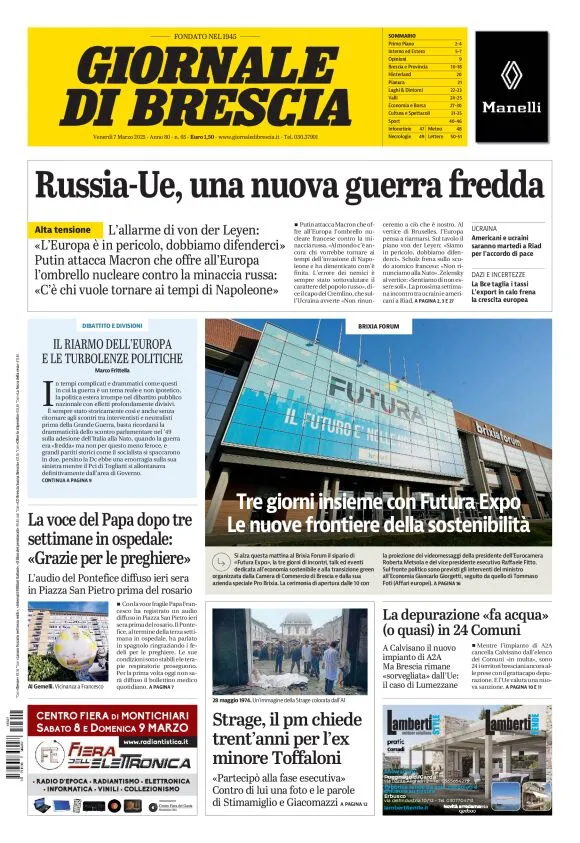 Prima-pagina-giornale di brescia-oggi-edizione-del-2025-03-07