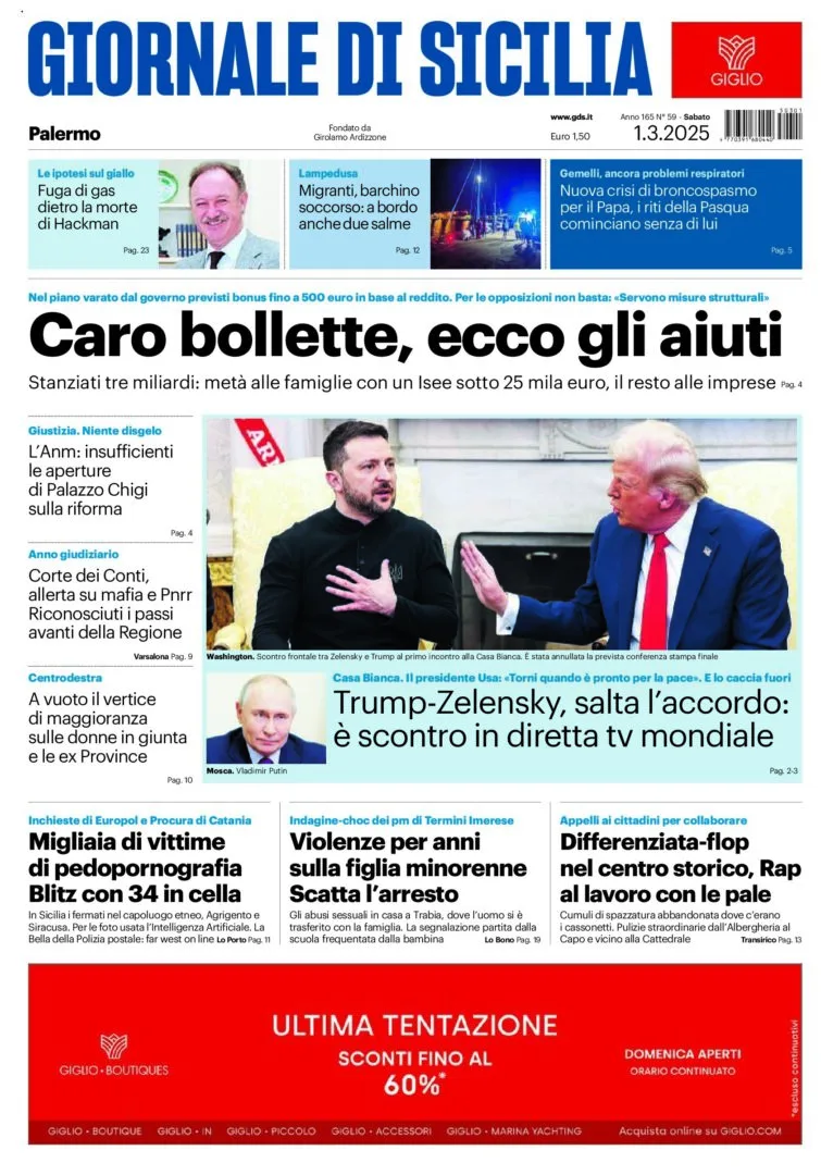 Prima-pagina-Giornale-di-Sicilia-edizione-di-oggi-01-03-2025