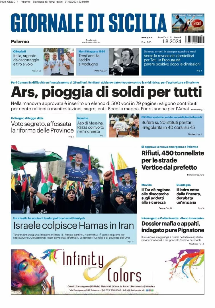 Prima-pagina-Giornale-di-Sicilia-edizione-di-oggi-01-08-2024