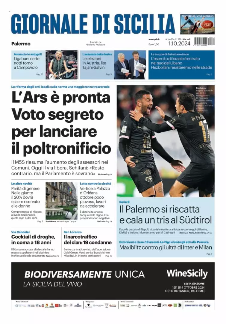 Prima-pagina-Giornale-di-Sicilia-edizione-di-oggi-01-10-2024