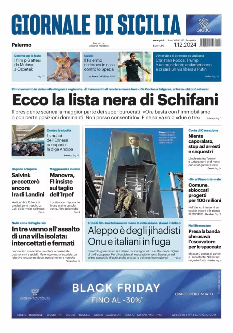 Prima-pagina-Giornale-di-Sicilia-edizione-di-oggi-01-12-2024