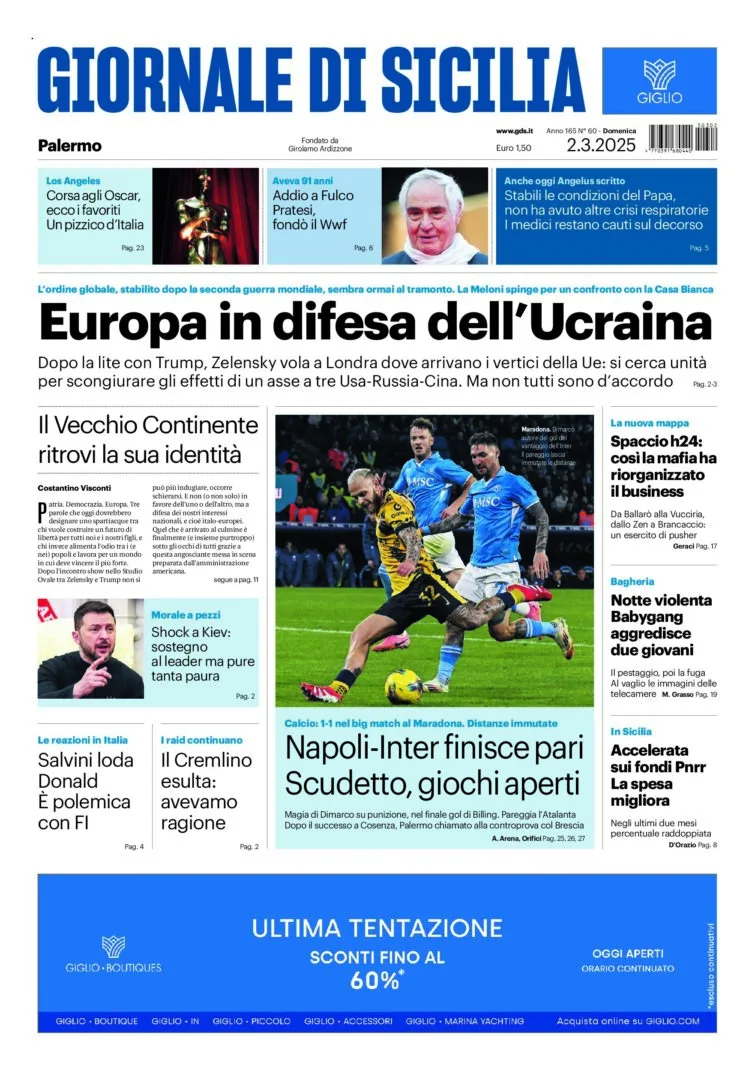 Prima-pagina-Giornale-di-Sicilia-edizione-di-oggi-02-03-2025