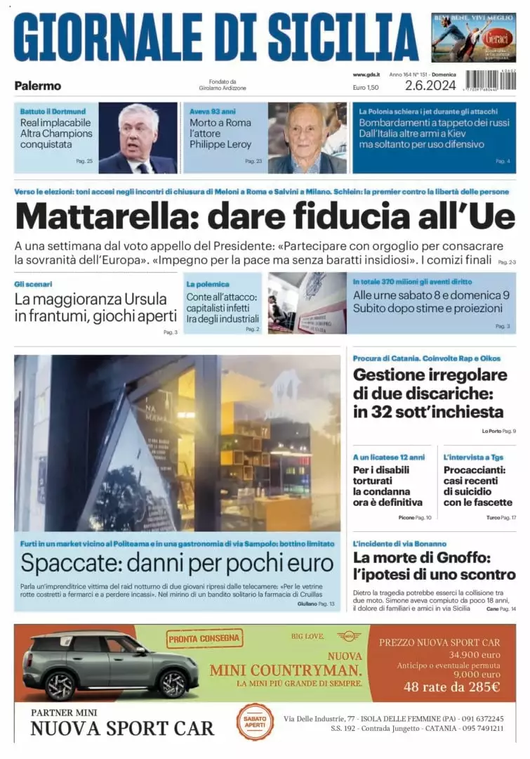 Prima-pagina-Giornale-di-Sicilia-edizione-di-oggi-02-06-2024