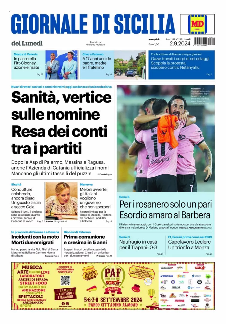 Prima-pagina-Giornale-di-Sicilia-edizione-di-oggi-02-09-2024