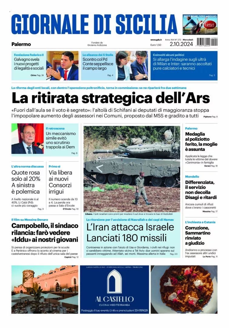 Prima-pagina-Giornale-di-Sicilia-edizione-di-oggi-02-10-2024