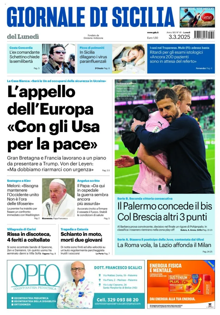 Prima-pagina-Giornale-di-Sicilia-edizione-di-oggi-03-03-2025