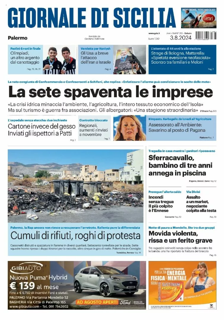 Prima-pagina-Giornale-di-Sicilia-edizione-di-oggi-03-08-2024