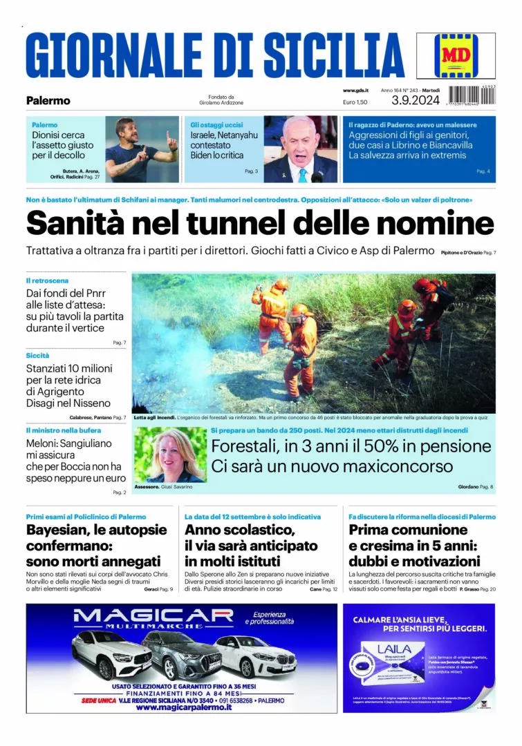 Prima-pagina-Giornale-di-Sicilia-edizione-di-oggi-03-09-2024