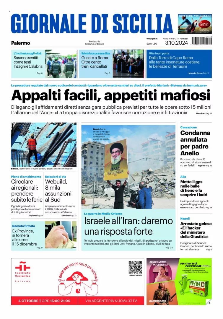 Prima-pagina-Giornale-di-Sicilia-edizione-di-oggi-03-10-2024