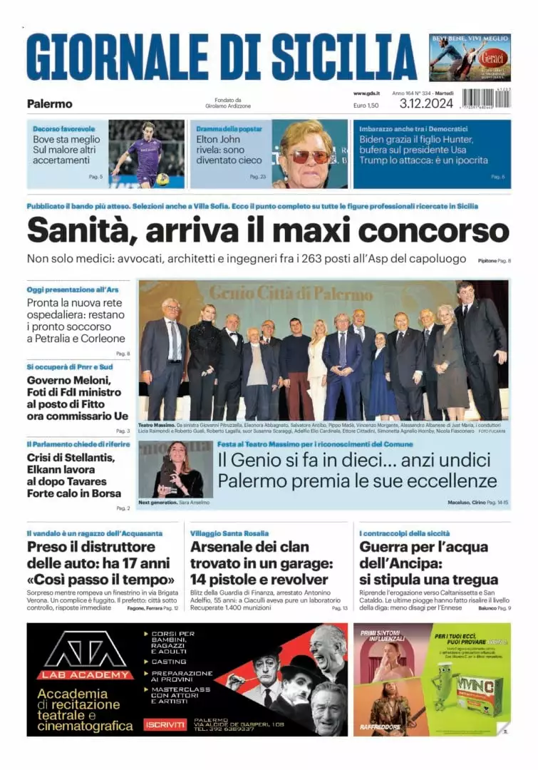 Prima-pagina-Giornale-di-Sicilia-edizione-di-oggi-03-12-2024