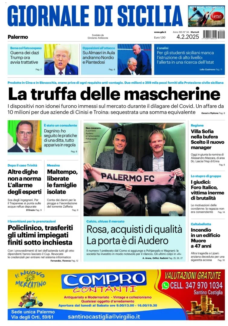 Prima-pagina-Giornale-di-Sicilia-edizione-di-oggi-04-02-2025