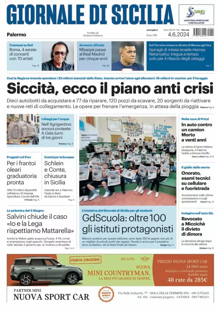 Prima-pagina-Giornale-di-Sicilia-edizione-di-oggi-04-06-2024