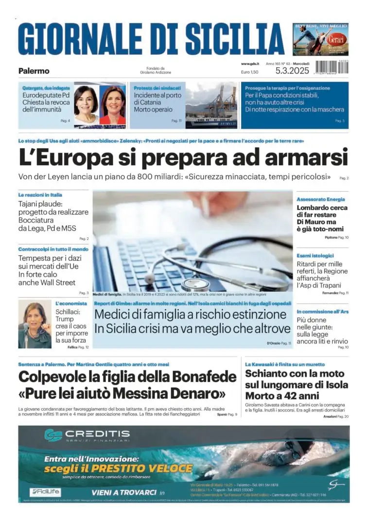 Prima-pagina-Giornale-di-Sicilia-edizione-di-oggi-05-03-2025