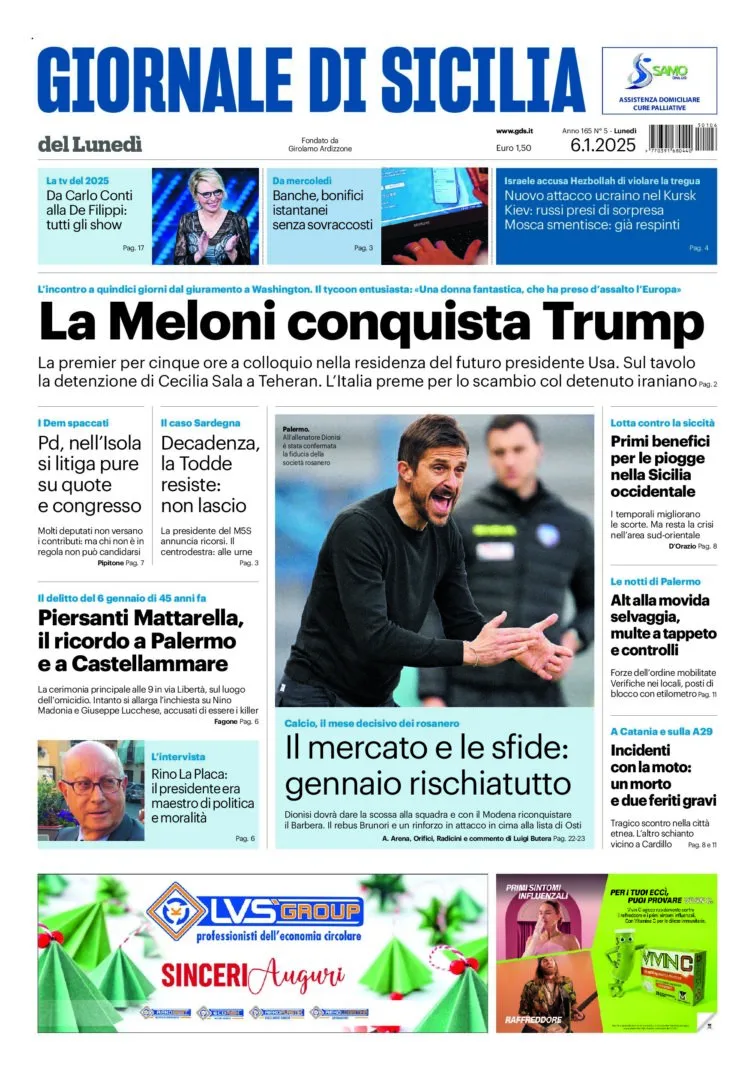 Prima-pagina-Giornale-di-Sicilia-edizione-di-oggi-06-01-2025