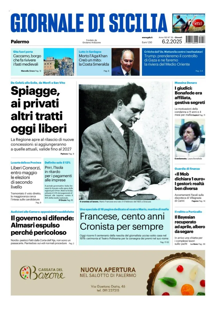 Prima-pagina-Giornale-di-Sicilia-edizione-di-oggi-06-02-2025