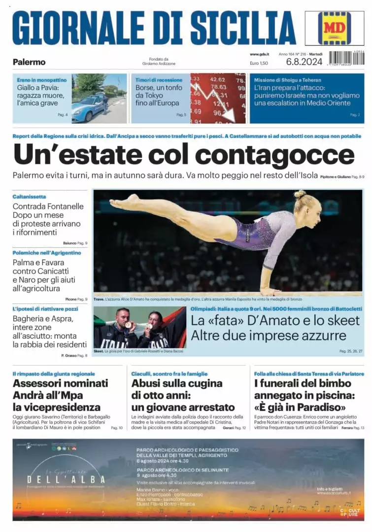 Prima-pagina-Giornale-di-Sicilia-edizione-di-oggi-06-08-2024