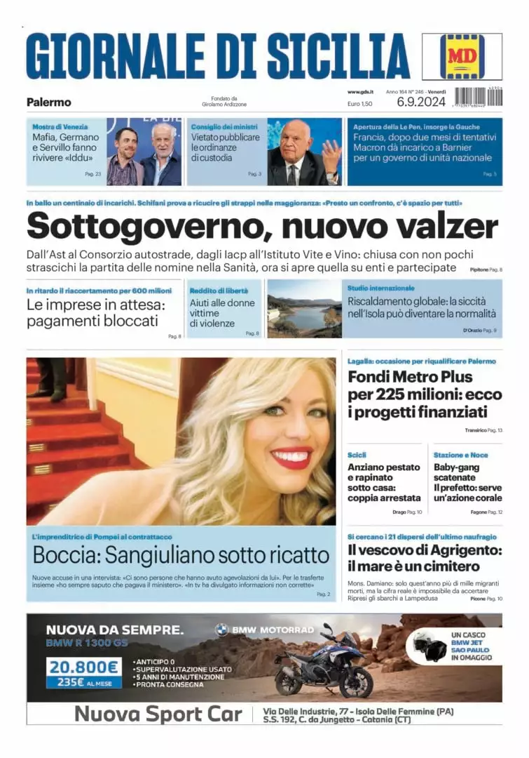 Prima-pagina-Giornale-di-Sicilia-edizione-di-oggi-06-09-2024