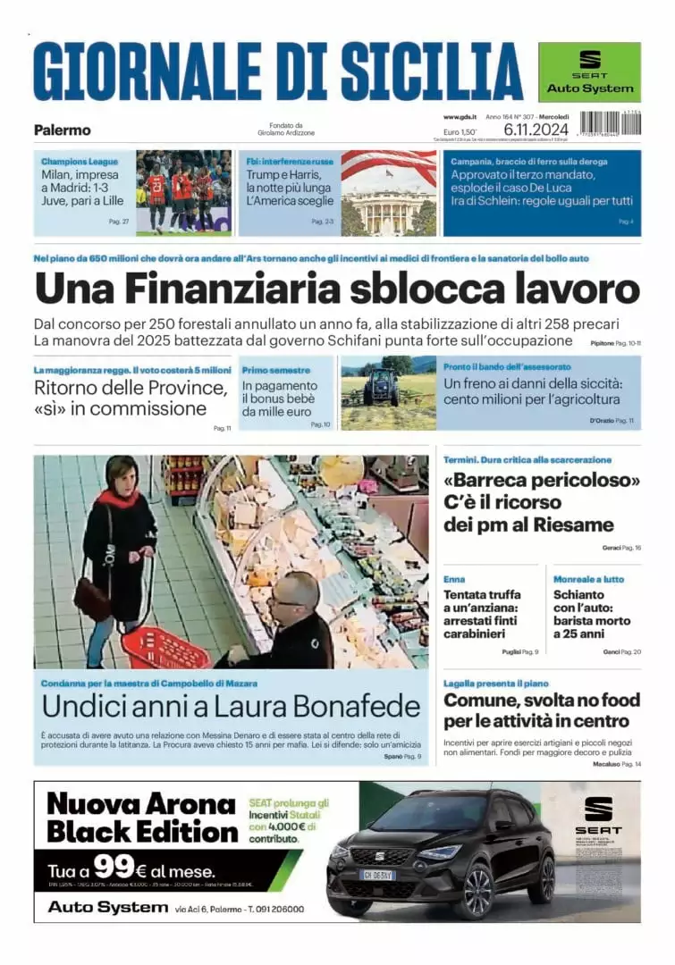 Prima-pagina-Giornale-di-Sicilia-edizione-di-oggi-06-11-2024