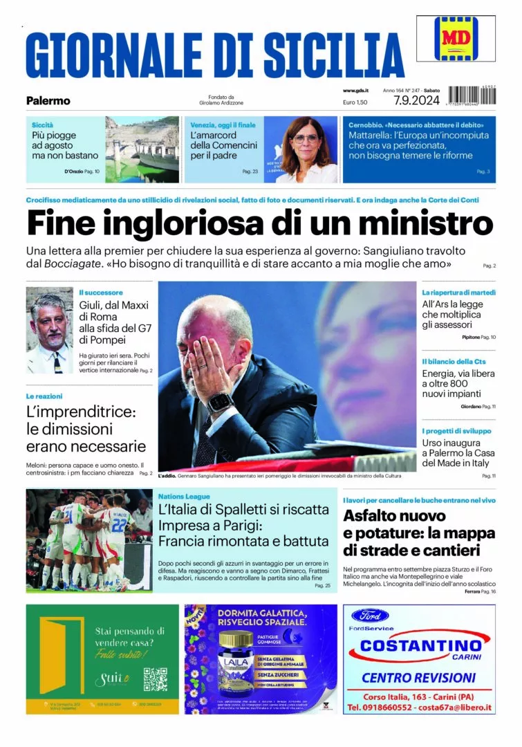 Prima-pagina-Giornale-di-Sicilia-edizione-di-oggi-07-09-2024