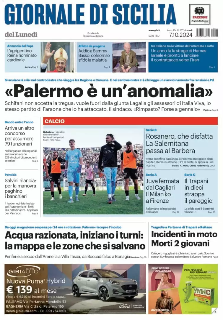 Prima-pagina-Giornale-di-Sicilia-edizione-di-oggi-07-10-2024