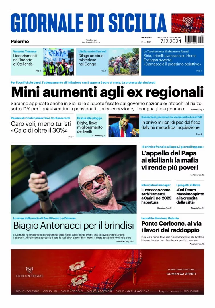 Prima-pagina-Giornale-di-Sicilia-edizione-di-oggi-07-12-2024