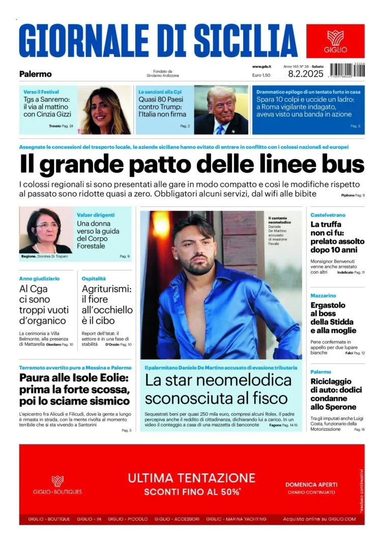 Prima-pagina-Giornale-di-Sicilia-edizione-di-oggi-08-02-2025