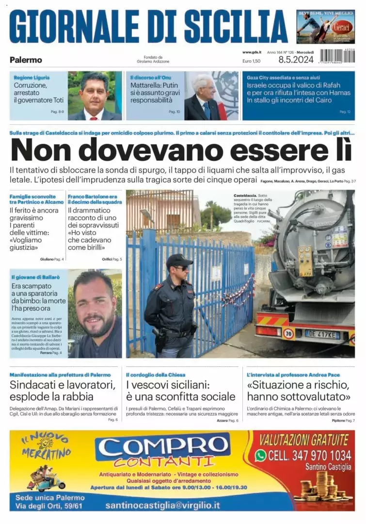 Prima-pagina-Giornale-di-Sicilia-edizione-di-oggi-08-05-2024