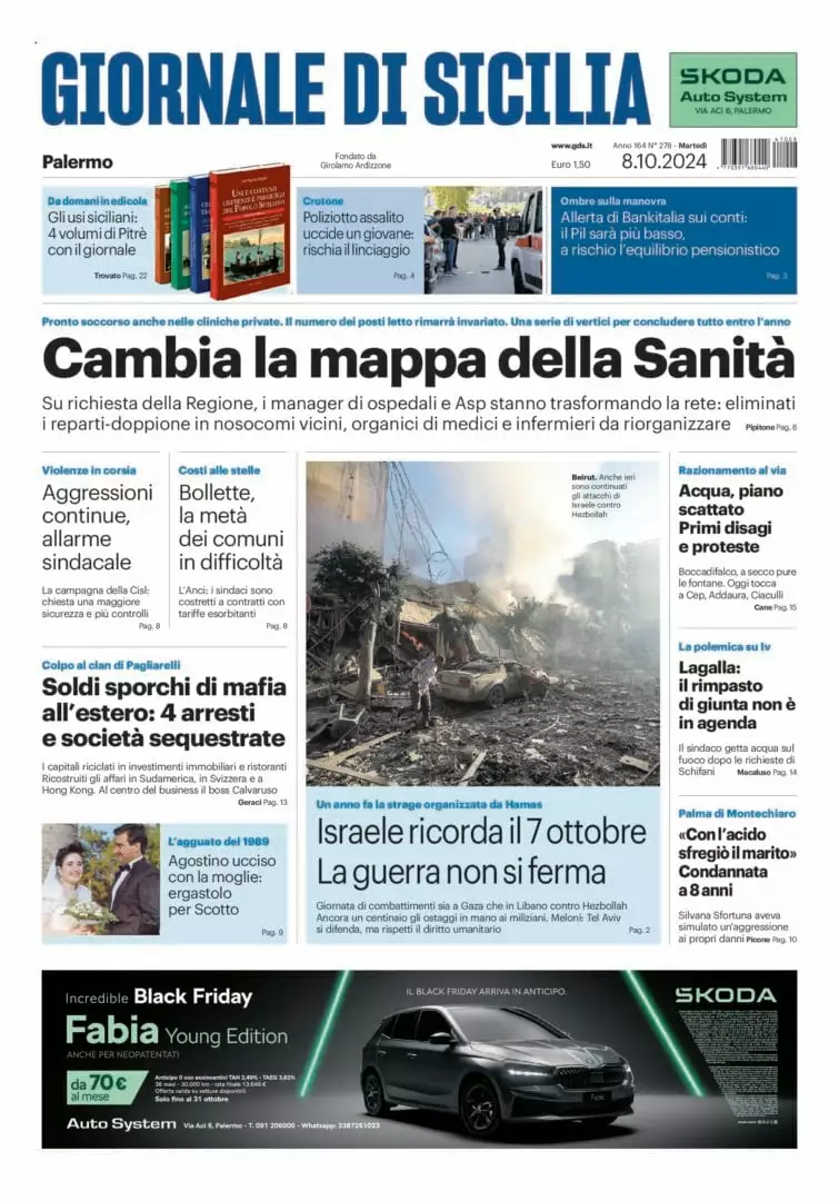 Prima-pagina-Giornale-di-Sicilia-edizione-di-oggi-08-10-2024