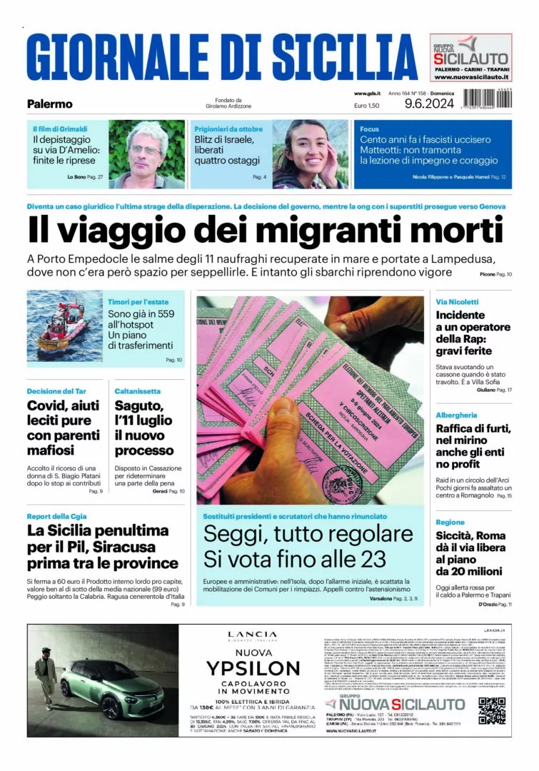 Prima-pagina-Giornale-di-Sicilia-edizione-di-oggi-09-06-2024