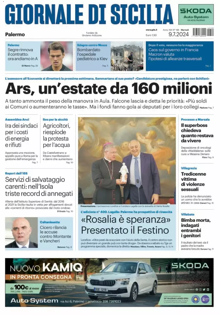 Prima-pagina-Giornale-di-Sicilia-edizione-di-oggi-09-07-2024