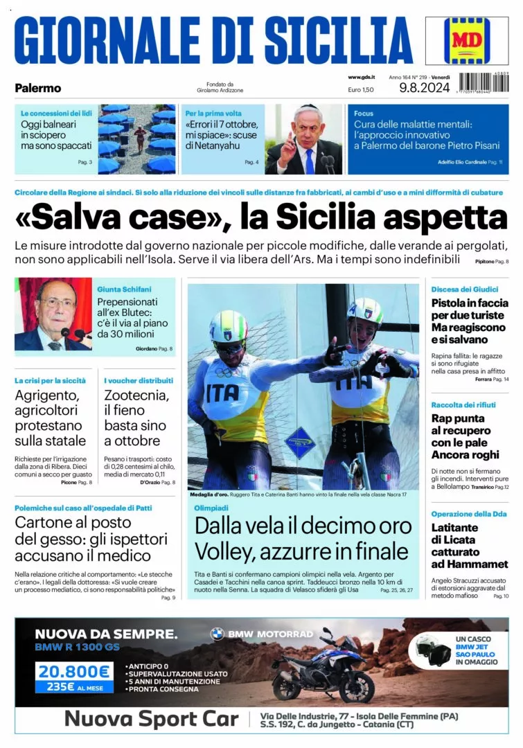 Prima-pagina-Giornale-di-Sicilia-edizione-di-oggi-09-08-2024