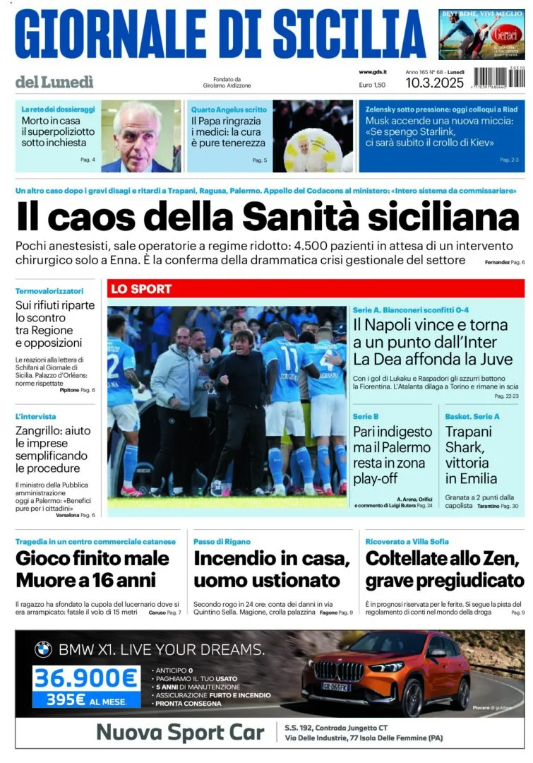 Prima-pagina-Giornale-di-Sicilia-edizione-di-oggi-10-03-2025