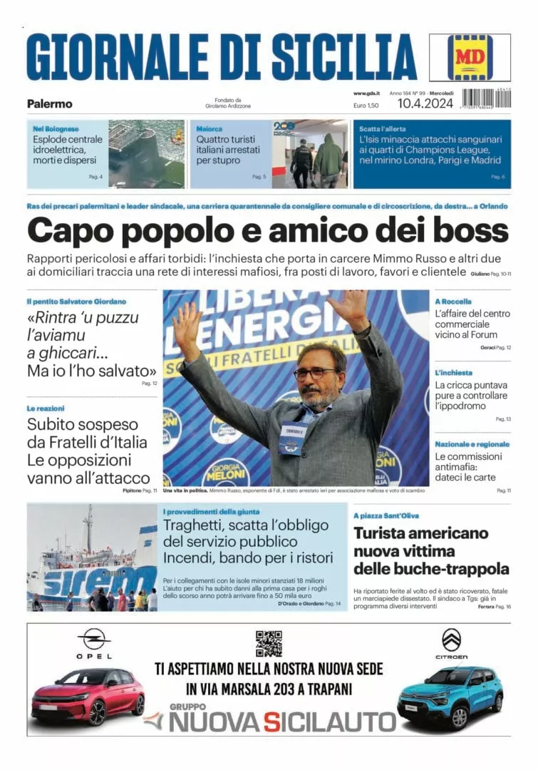 Prima-pagina-Giornale-di-Sicilia-edizione-di-oggi-10-04-2024