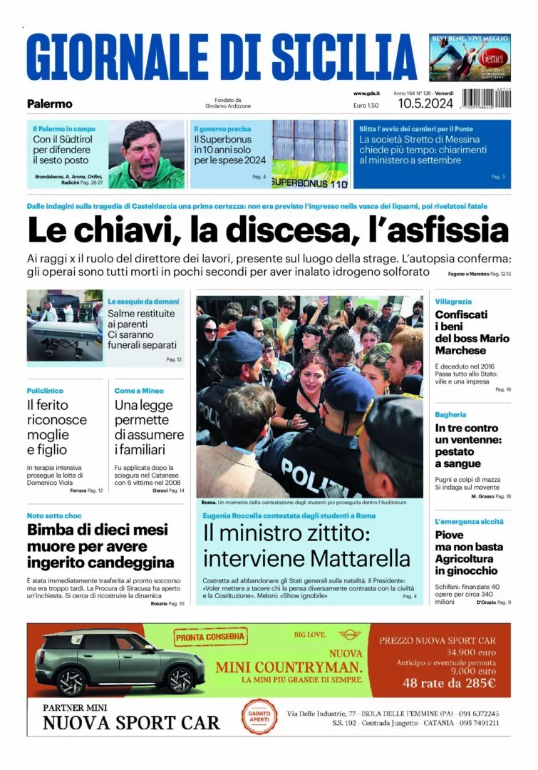 Prima-pagina-Giornale-di-Sicilia-edizione-di-oggi-10-05-2024