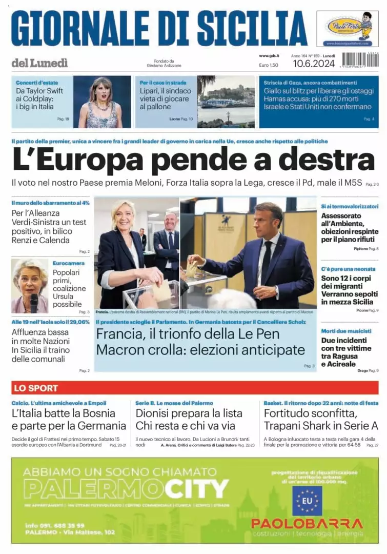 Prima-pagina-Giornale-di-Sicilia-edizione-di-oggi-10-06-2024