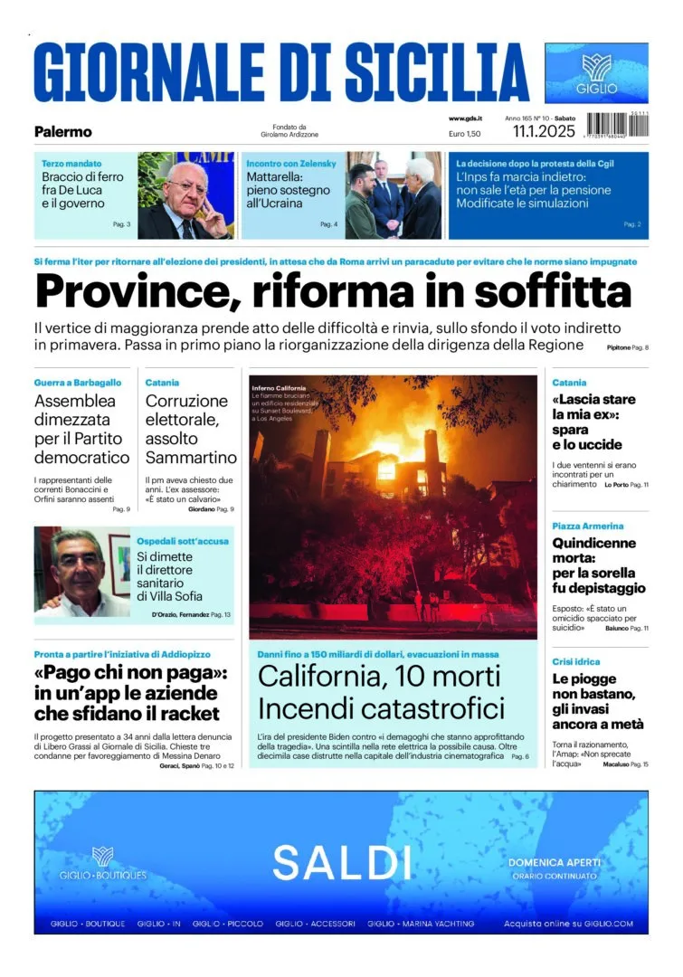 Prima-pagina-Giornale-di-Sicilia-edizione-di-oggi-11-01-2025