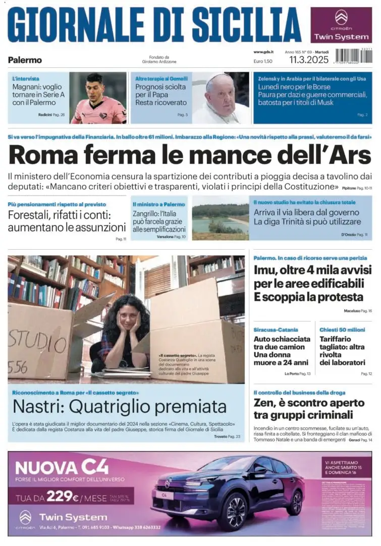 Prima-pagina-Giornale-di-Sicilia-edizione-di-oggi-11-03-2025