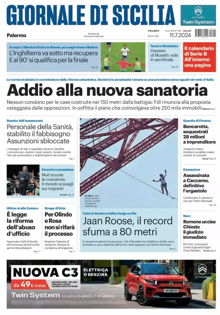 Prima-pagina-Giornale-di-Sicilia-edizione-di-oggi-11-07-2024