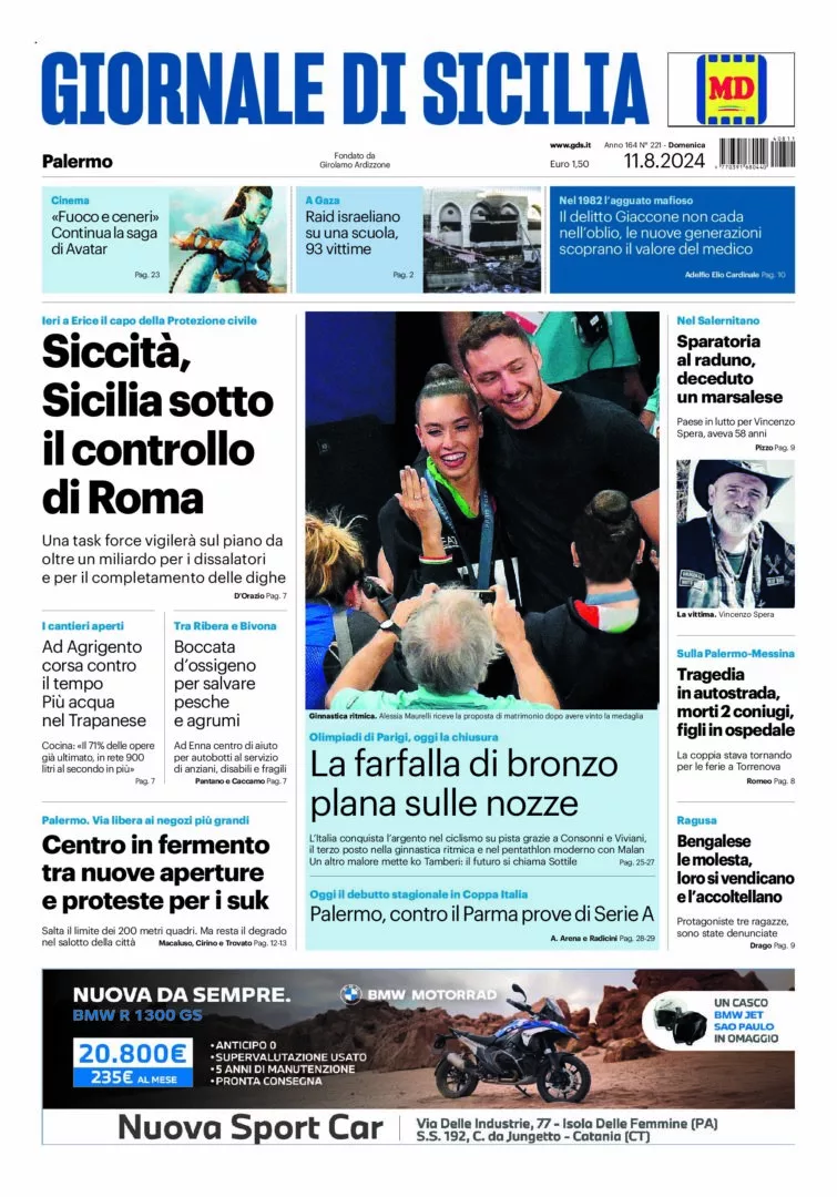 Prima-pagina-Giornale-di-Sicilia-edizione-di-oggi-11-08-2024