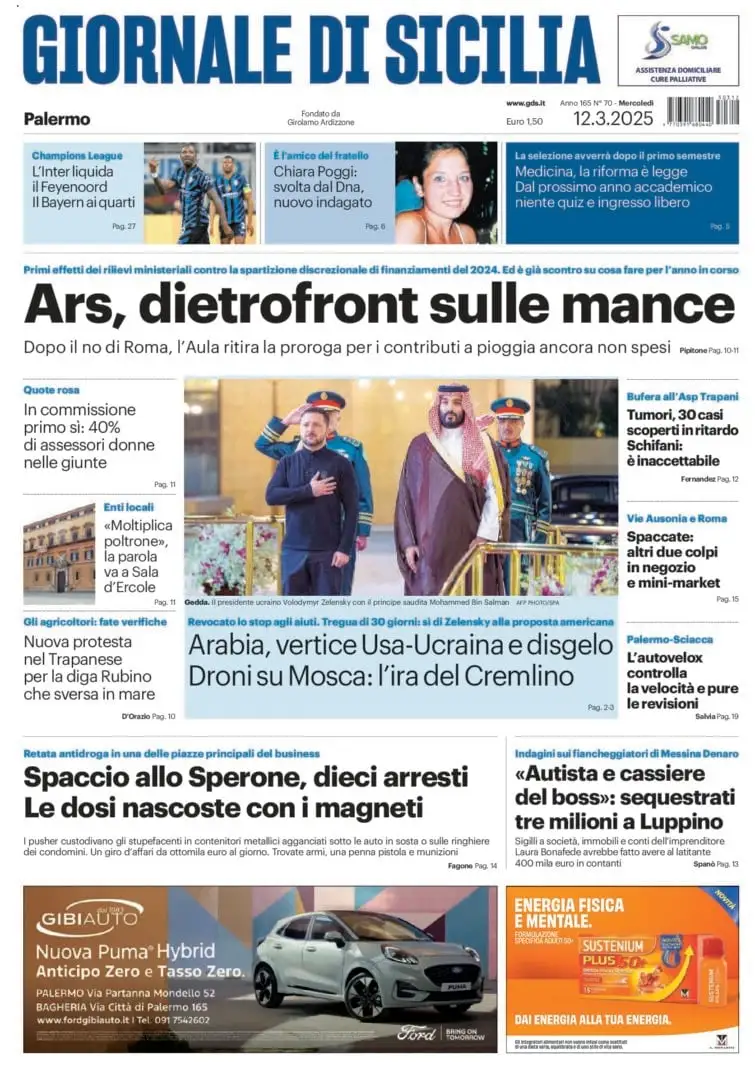 Prima-pagina-Giornale-di-Sicilia-edizione-di-oggi-12-03-2025