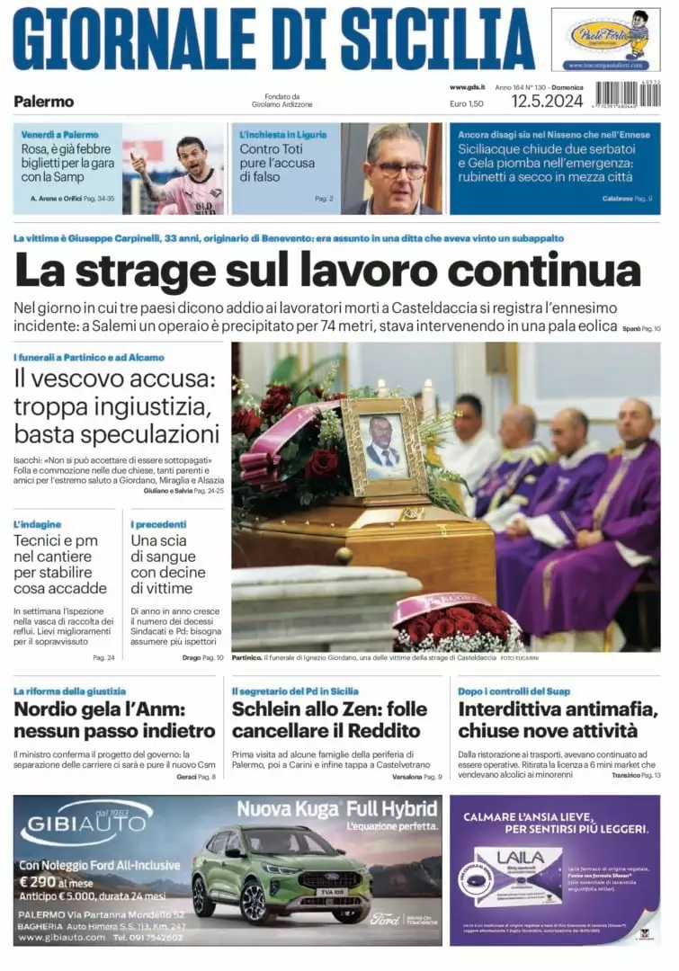 Prima-pagina-Giornale-di-Sicilia-edizione-di-oggi-12-05-2024