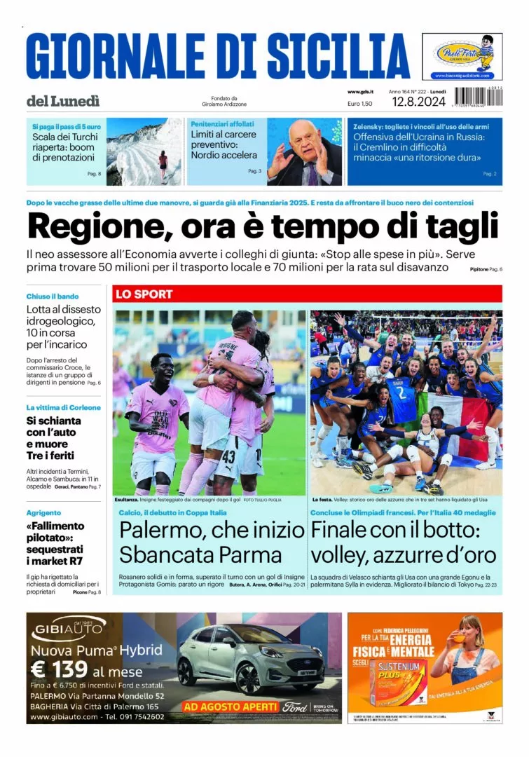 Prima-pagina-Giornale-di-Sicilia-edizione-di-oggi-12-08-2024