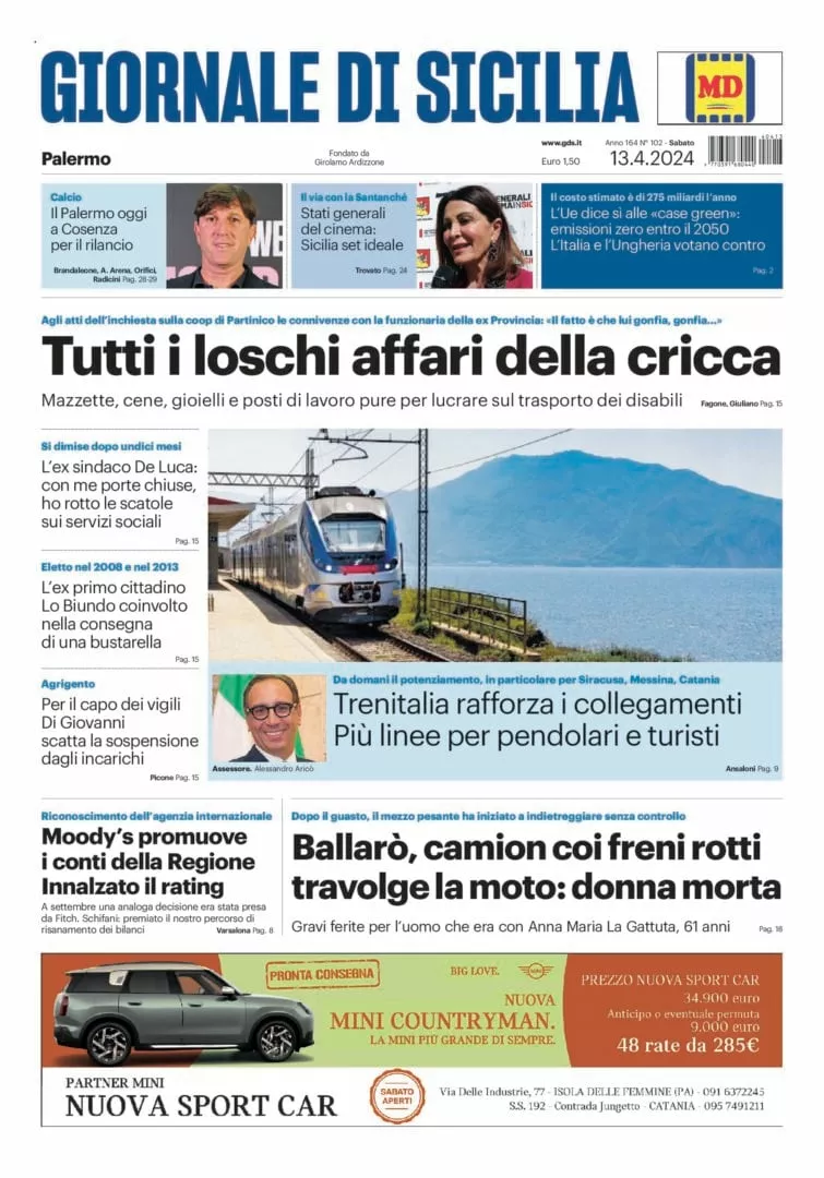 Prima-pagina-Giornale-di-Sicilia-edizione-di-oggi-13-04-2024