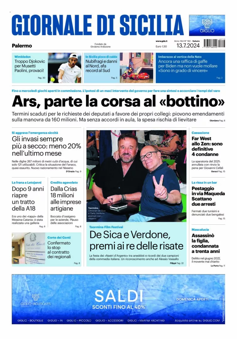 Prima-pagina-Giornale-di-Sicilia-edizione-di-oggi-13-07-2024