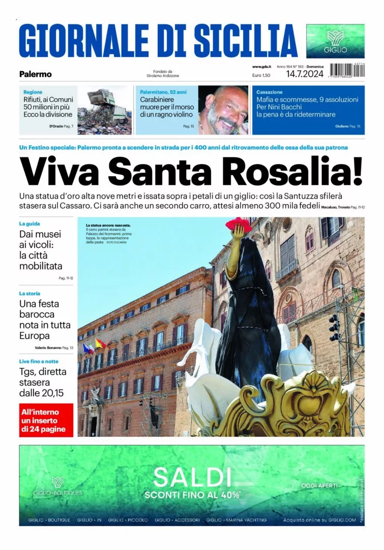 Prima-pagina-Giornale-di-Sicilia-edizione-di-oggi-14-07-2024