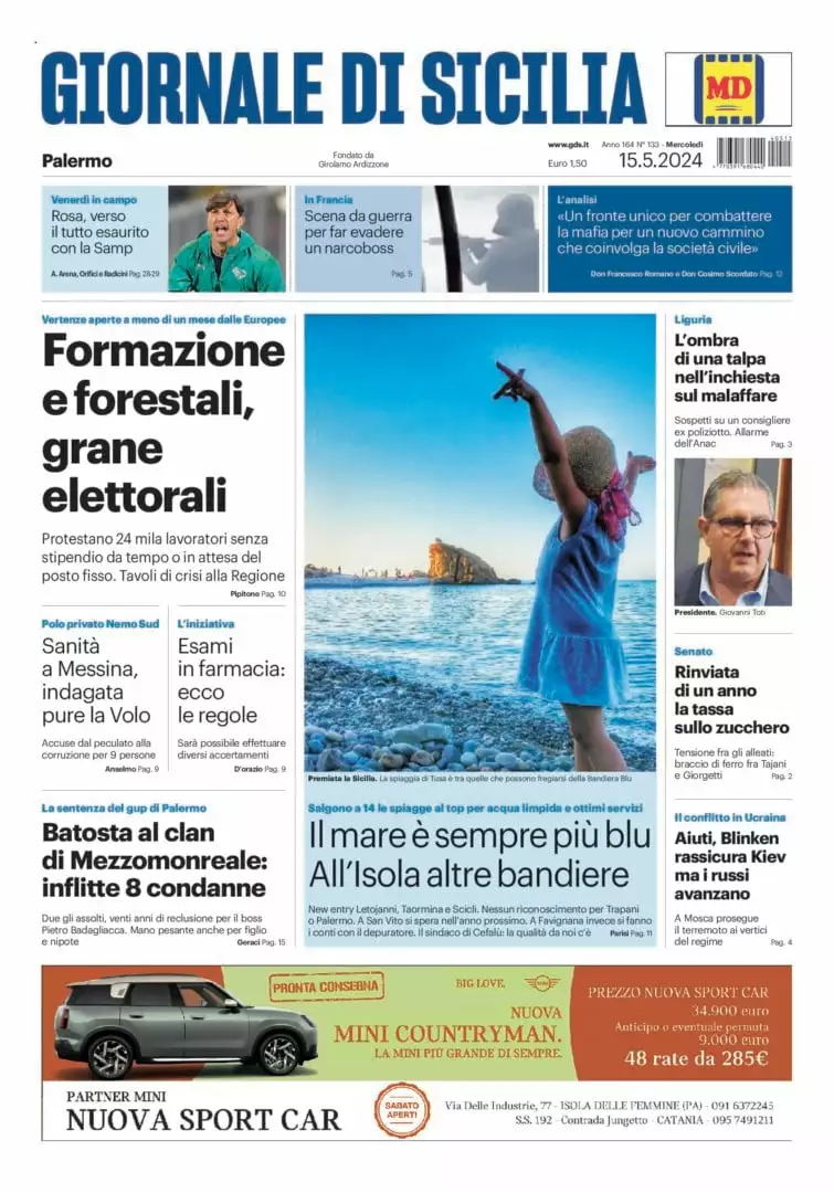 Prima-pagina-Giornale-di-Sicilia-edizione-di-oggi-15-05-2024