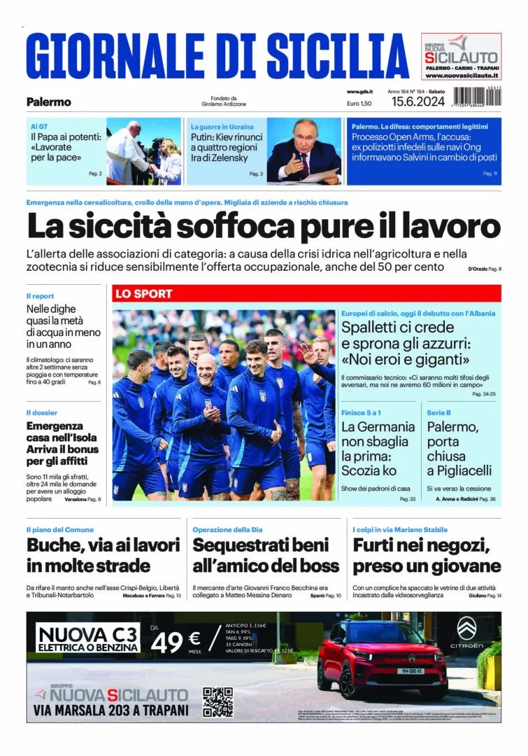 Prima-pagina-Giornale-di-Sicilia-edizione-di-oggi-15-06-2024