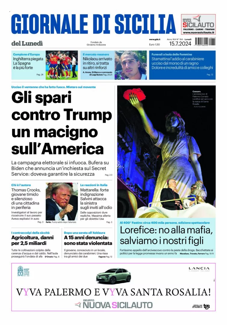 Prima-pagina-Giornale-di-Sicilia-edizione-di-oggi-15-07-2024