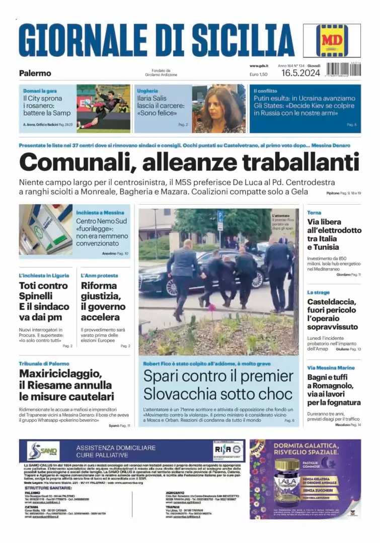 Prima-pagina-Giornale-di-Sicilia-edizione-di-oggi-16-05-2024