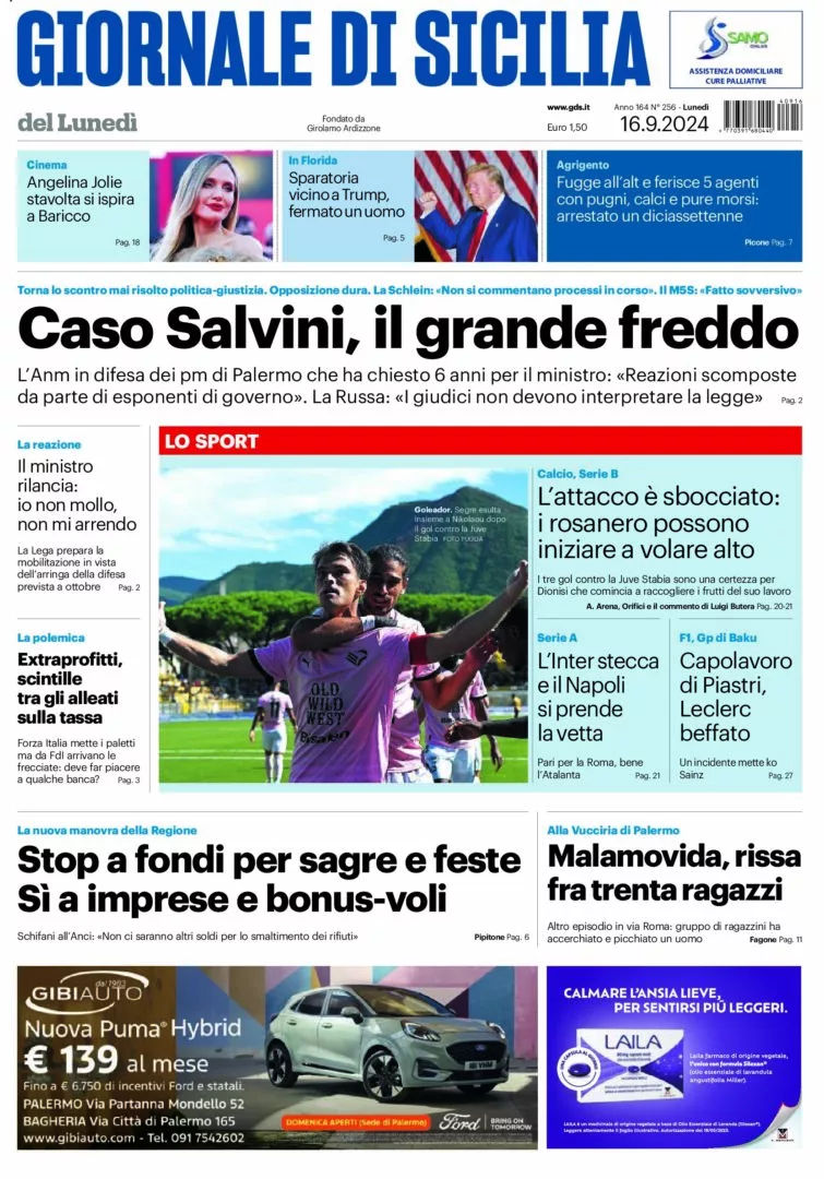 Prima-pagina-Giornale-di-Sicilia-edizione-di-oggi-16-09-2024